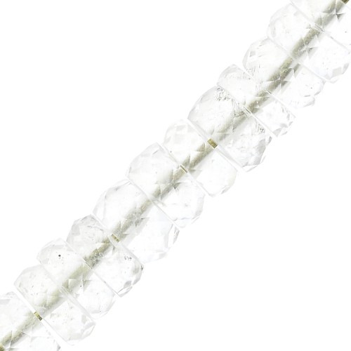 Heishi beads faceted rondelles - gemstone 5.5x2 mm - Crystal Quartz x20