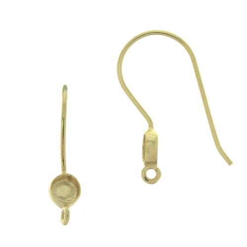 925 Sterling Silver Eearwires for 4mm cabochon - Gold Plated x2