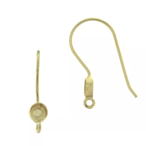 925 Sterling Silver Eearwires for 4mm cabochon - Gold Plated x2