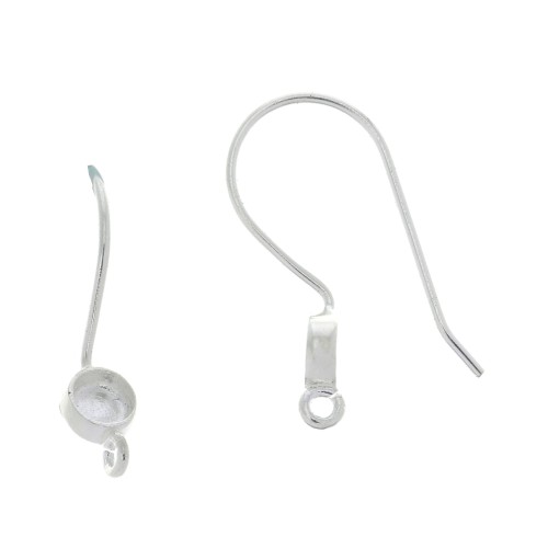 925 Sterling Silver Eearwires for 4mm cabochon x2