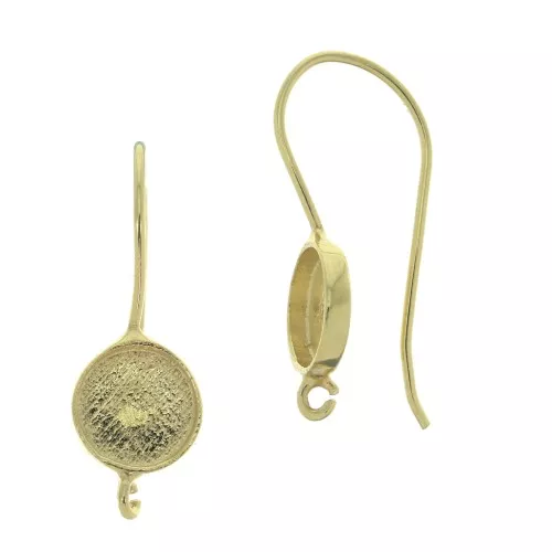 925 Sterling Silver Eearwires for 8mm cabochon - Gold Plated x2