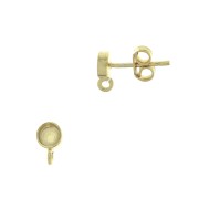 925 Sterling Silver Round earstuds for 4mm cabochon - Fine Gold Plated x2|raw }}