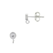 925 Sterling Silver Round earstuds for 4mm cabochon x2|raw }}