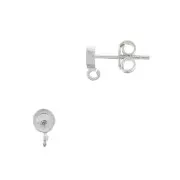 925 Sterling Silver Round earstuds for 4mm cabochon x2