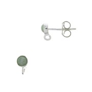 925 Sterling Silver Round earstuds for 4mm cabochon x2