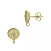 925 Sterling Silver Round earstuds for 8mm cabochon - Fine Gold Plated x2