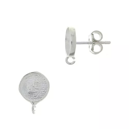 925 Sterling Silver Round earstuds for 8mm cabochon x2