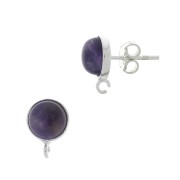 925 Sterling Silver Round earstuds for 8mm cabochon x2