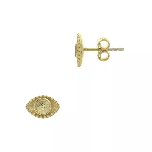 925 Sterling Silver Eye earstuds for 4mm cabochon - Fine Gold Plated x2