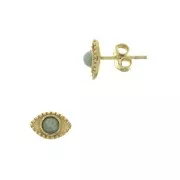 925 Sterling Silver Eye earstuds for 4mm cabochon - Fine Gold Plated x2