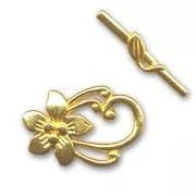 Gold tone Flower toggle clasp 30x20mm x1
