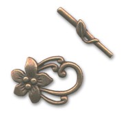 Flower toggle clasp 30x20mm Old copper tone x1|raw }}