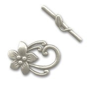 Flower toggle clasp 30x20mm Old-silver tone x1|raw }}