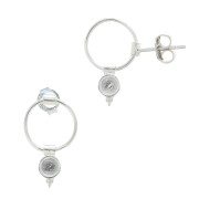 925 Sterling Silver Hollowed out circle earstuds for 4mm cabochon x2|raw }}