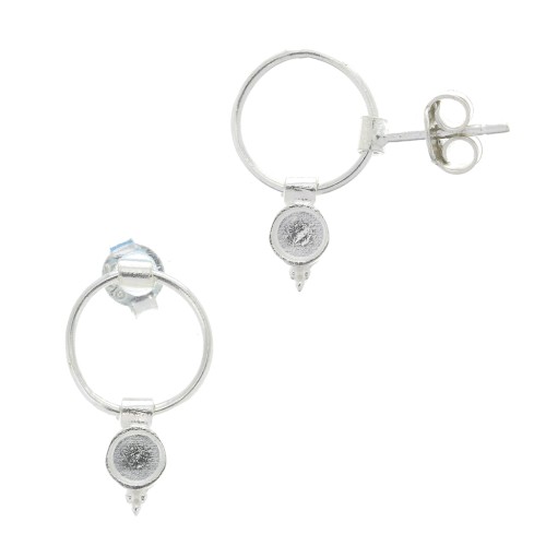 925 Sterling Silver Hollowed out circle earstuds for 4mm cabochon x2