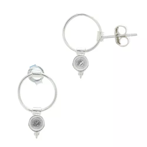 925 Sterling Silver Hollowed out circle earstuds for 4mm cabochon x2