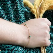 19,5cm 925 Sterling Silver cable mesh bracelet - For 4mm cabochons -Gold Plated x1