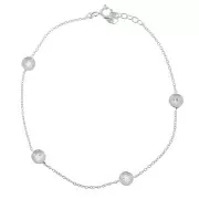 19,5cm 925 Sterling Silver cable mesh bracelet - Setting for 4mm cabochons x1