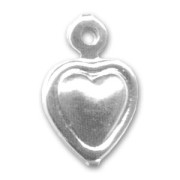 Heart charms 10mm fine silver plating x4