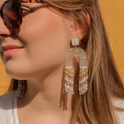 17x15mm Square earstuds with epoxy resin - Fine Gold Plated - Mustard x2