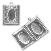 Rectangle locket 24x19mm Rhodium tone x1|raw }}