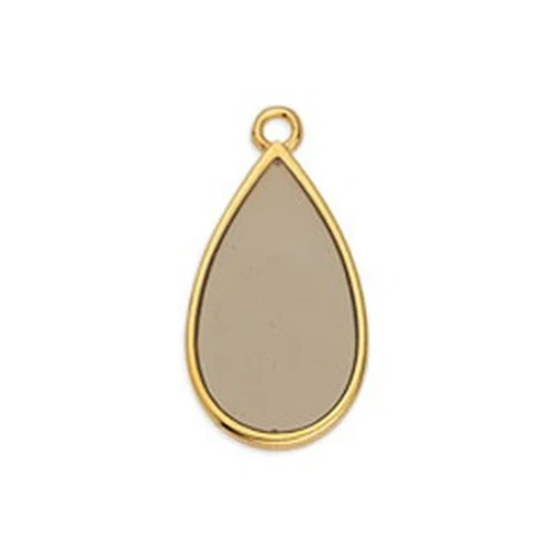 22.5x12mm Epoxy resin drop charm - Fine Gold Plated - Brown x1