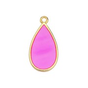 22.5x12mm Epoxy resin drop charm - Fine Gold Plated - Fuchsia x1|raw }}