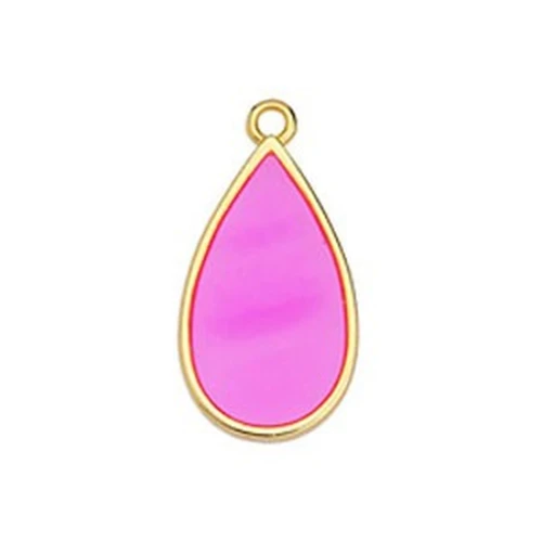 22.5x12mm Epoxy resin drop charm - Fine Gold Plated - Fuchsia x1