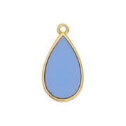 22.5x12mm Epoxy resin drop charm - Fine Gold Plated - Blue x1