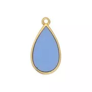 22.5x12mm Epoxy resin drop charm - Fine Gold Plated - Blue x1