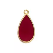 22.5x12mm Epoxy resin drop charm - Fine Gold Plated - Red x1