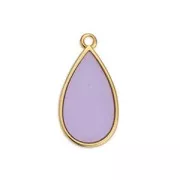 22.5x12mm Epoxy resin drop charm - Fine Gold Plated - Lilac x1