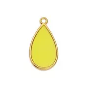 22.5x12mm Epoxy resin drop charm - Fine Gold Plated - Yellow x1