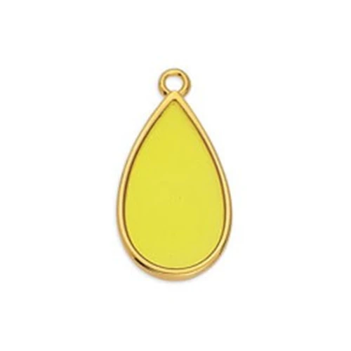 22.5x12mm Epoxy resin drop charm - Fine Gold Plated - Yellow x1
