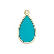 22.5x12mm Epoxy resin drop charm - Fine Gold Plated - Turquoise x1|raw }}