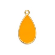 22.5x12mm Epoxy resin drop charm - Fine Gold Plated - Neon Orange x1|raw }}