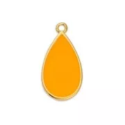 22.5x12mm Epoxy resin drop charm - Fine Gold Plated - Neon Orange x1