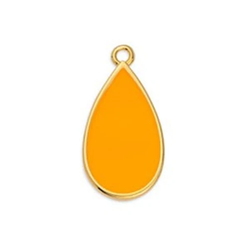 22.5x12mm Epoxy resin drop charm - Fine Gold Plated - Neon Orange x1