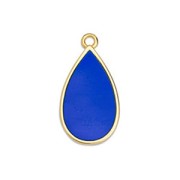 22.5x12mm Epoxy resin drop charm - Fine Gold Plated - Cobalt x1