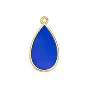 22.5x12mm Epoxy resin drop charm - Fine Gold Plated - Cobalt x1