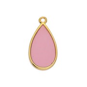 22.5x12mm Epoxy resin drop charm - Fine Gold Plated - Pink x1
