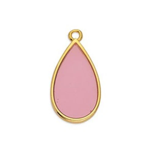 22.5x12mm Epoxy resin drop charm - Fine Gold Plated - Pink x1