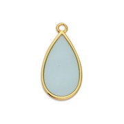 22.5x12mm Epoxy resin drop charm - Fine Gold Plated - Cyan x1|raw }}
