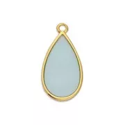 22.5x12mm Epoxy resin drop charm - Fine Gold Plated - Cyan x1