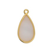 22.5x12mm Epoxy resin drop charm - Fine Gold Plated - White Opal x1|raw }}