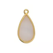 22.5x12mm Epoxy resin drop charm - Fine Gold Plated - White Opal x1