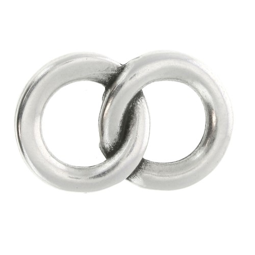 23x15mm 2 interlaced rings zamac spacer - Fine Antique silver plating x1