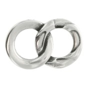 23x15mm 2 interlaced rings zamac spacer - Fine Antique silver plating x1