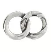 23x15mm 2 interlaced rings zamac spacer - Fine Antique silver plating x1
