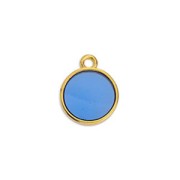 11x8mm Round epoxy resin mini charm - Fine Gold Plated - Bue x1|raw }}